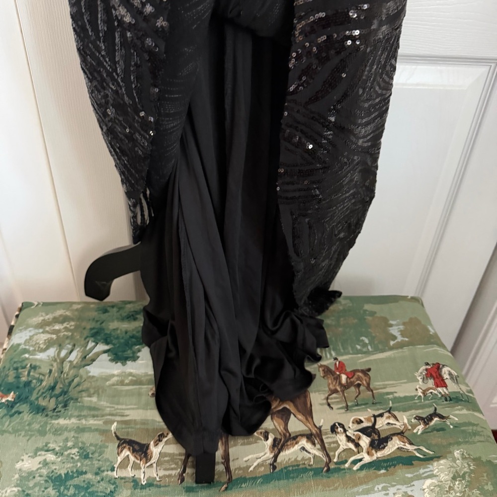 Fashion Nova Tayla Sequin Maxi Dress Womens L Black Mermaid Formal Whimsigoth - Picture 6 of 13